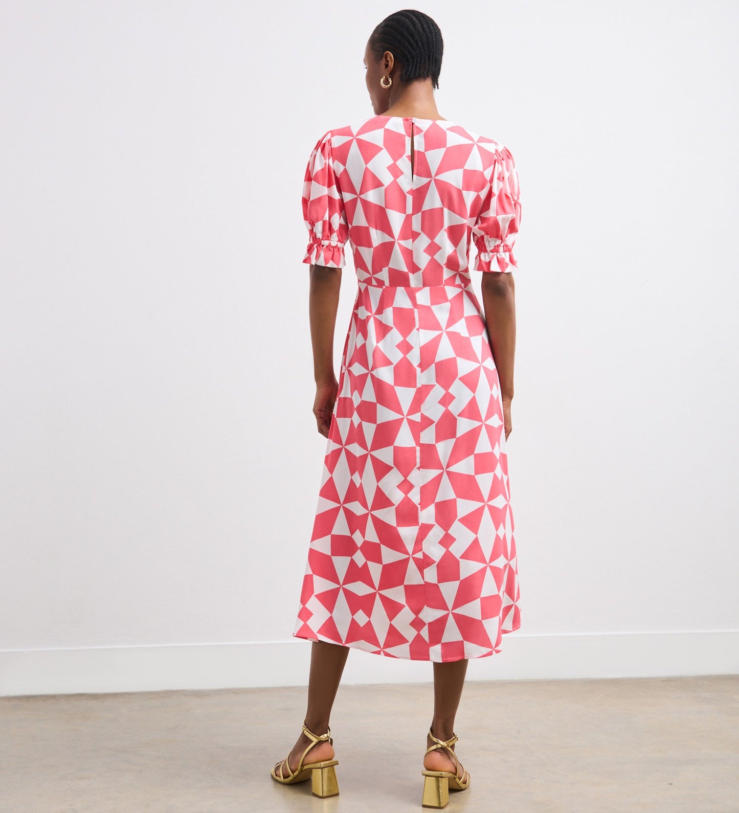 Mela Pink Geo Midi Dress