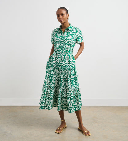 Lana Green Baroque Cotton Shirt Dress