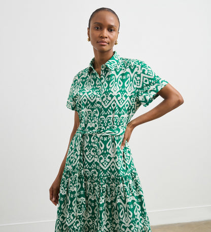 Lana Green Baroque Cotton Shirt Dress