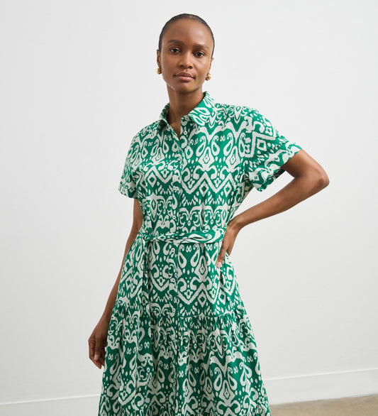 Lana Green Baroque Cotton Shirt Dress