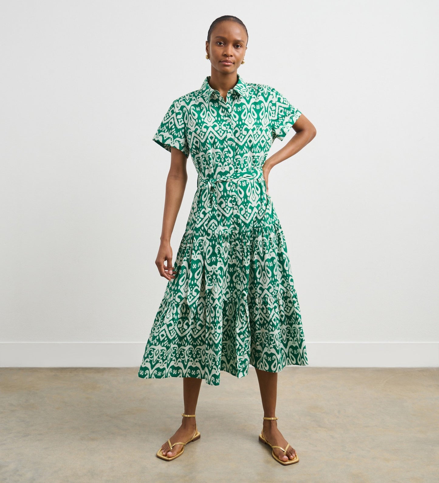 Lana Green Baroque Cotton Shirt Dress