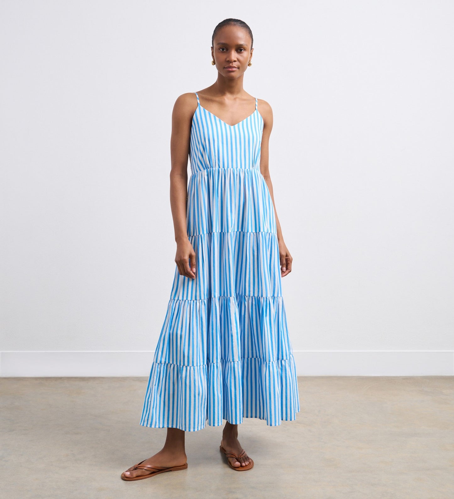 June Blue Striped Maxi Dress