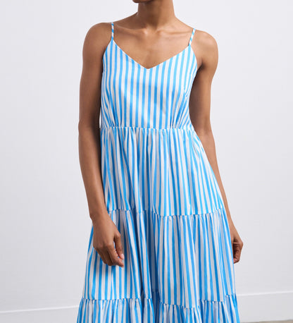 June Blue Striped Maxi Dress