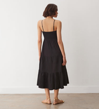 Emmie Black Cotton Midi Sundress