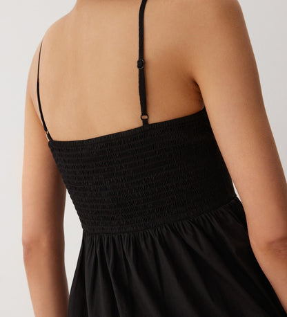 Emmie Black Cotton Midi Sundress