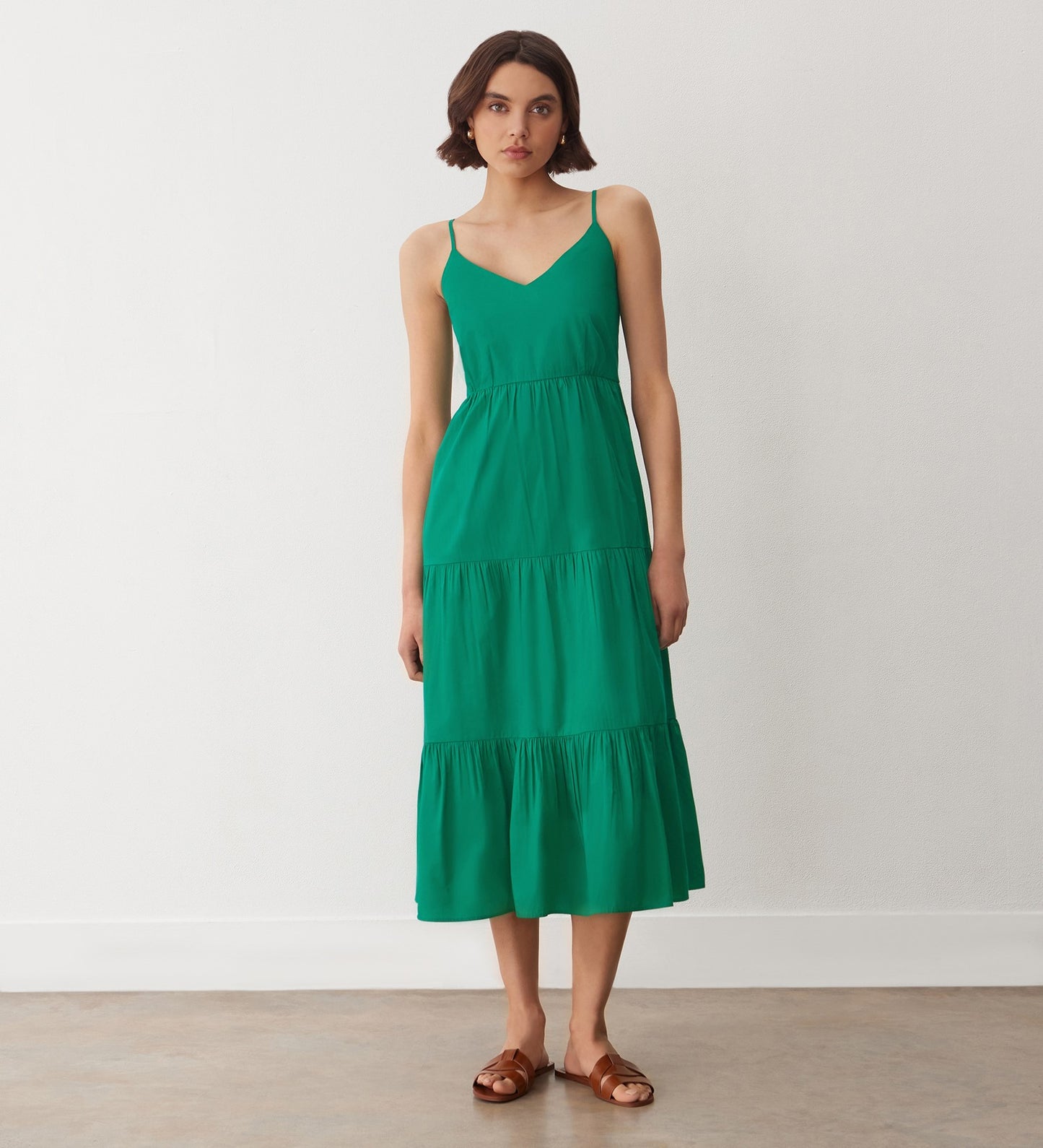 Emmie Green Cotton Midi Sundress