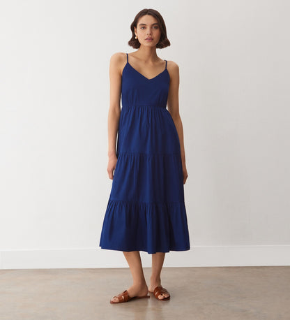 Emmie Indigo Cotton Midi Sundress