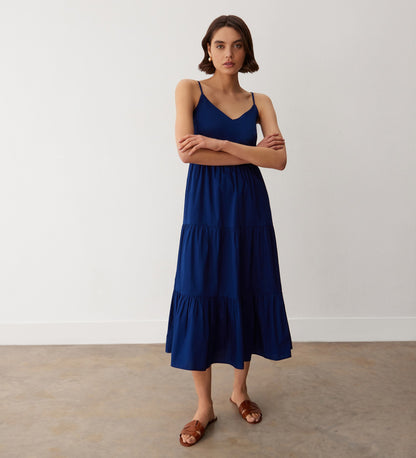 Emmie Indigo Cotton Midi Sundress