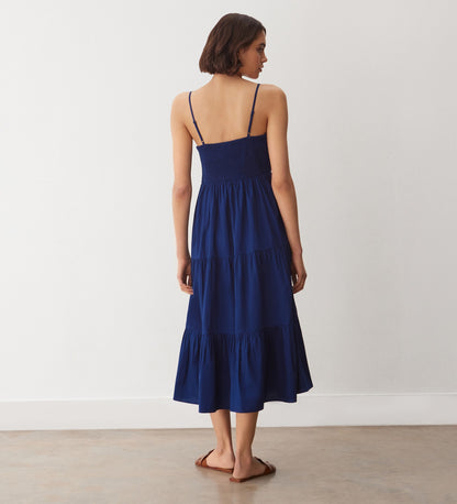 Emmie Indigo Cotton Midi Sundress