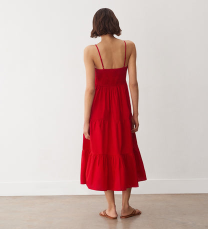 Emmie Red Cotton Midi Sundress