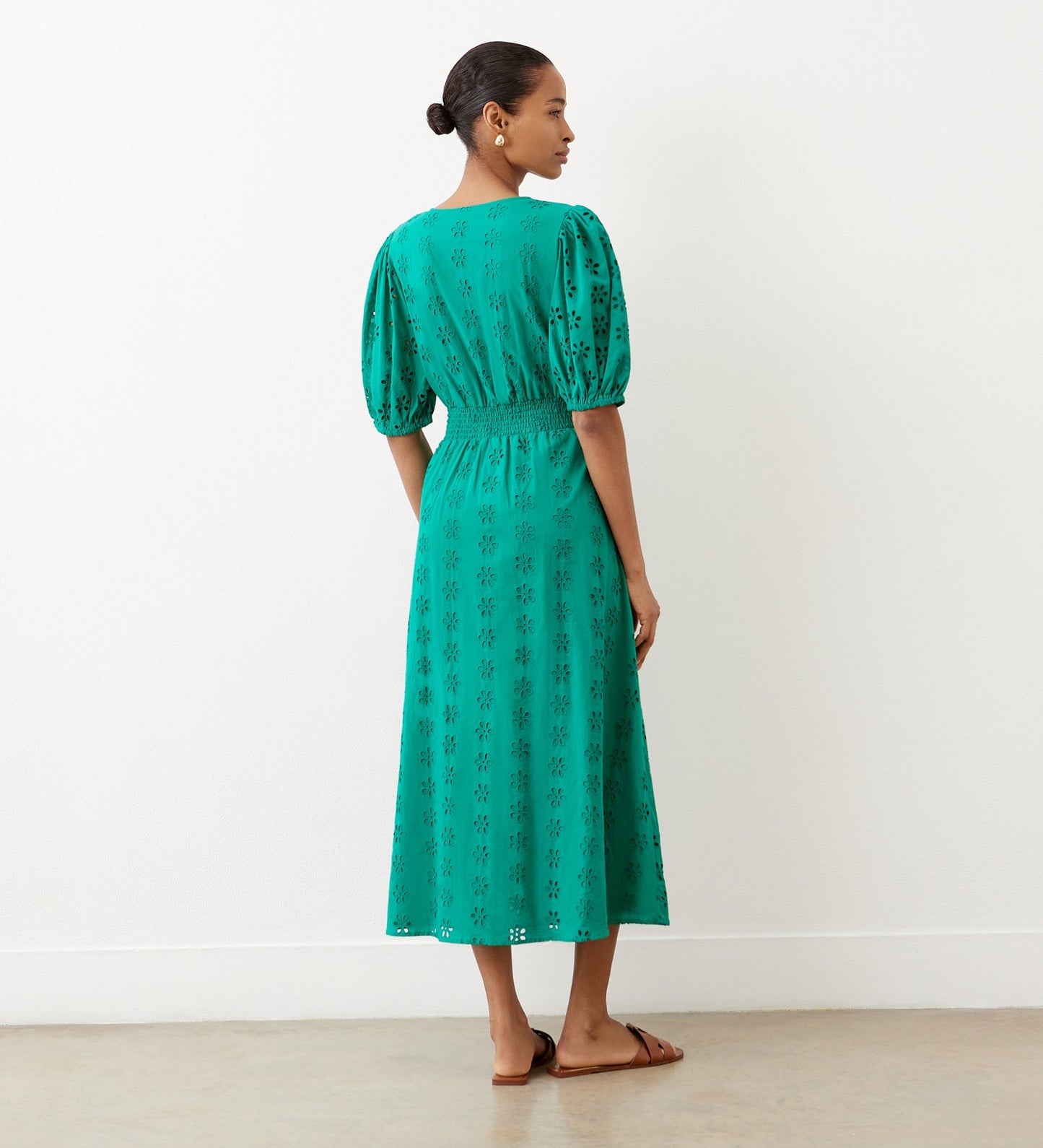 Una Green Broderie Anglaise Cotton Dress