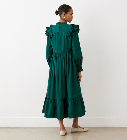 Adela Green Cotton Midi Dress