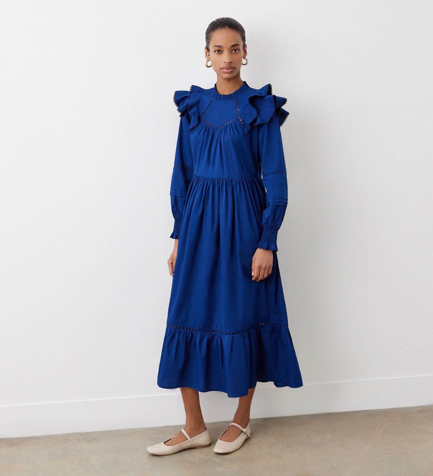 Adela Indigo Cotton Midi Dress