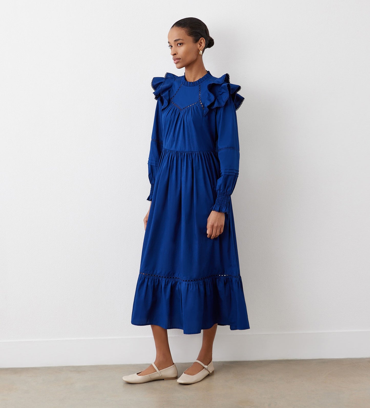 Adela Indigo Cotton Midi Dress