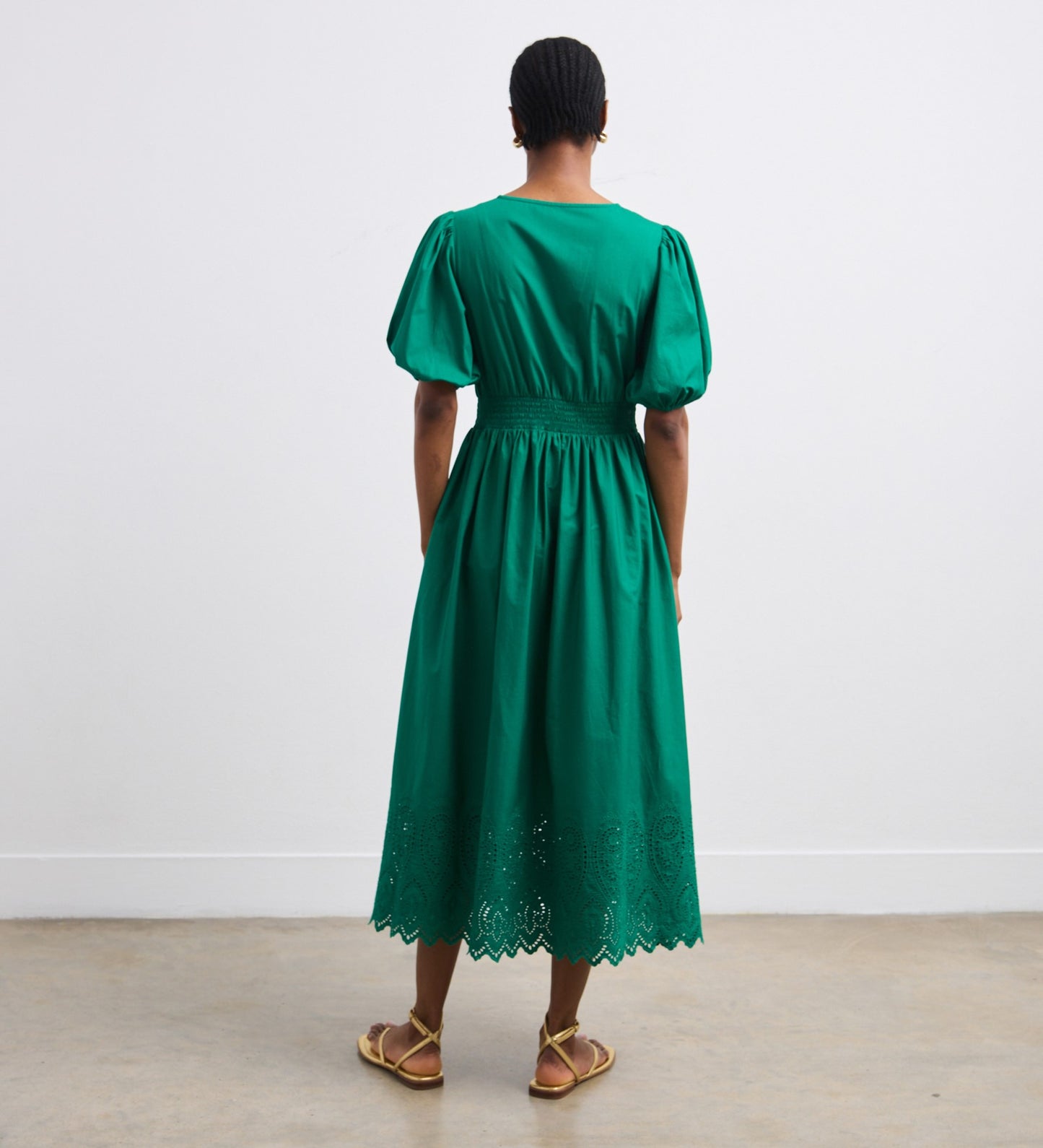 Chelsea Green Broderie Anglaise Cotton Dress