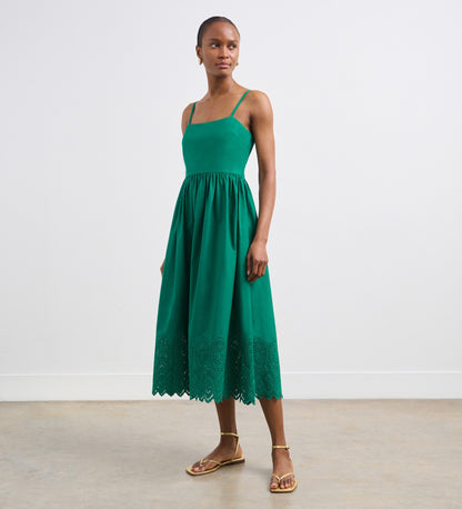 Alora Green Broderie Anglaise Cotton Sundress