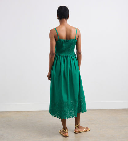 Alora Green Broderie Anglaise Cotton Sundress