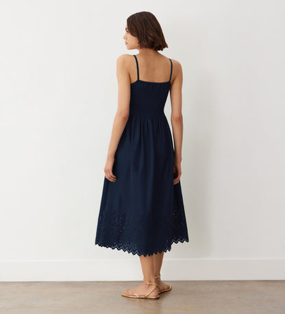 Alora Navy Broderie Anglaise Cotton Sundress