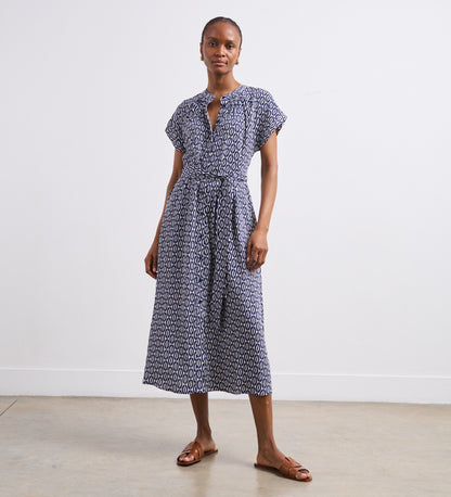 Ursula Navy Geo Midi Shirt Dress