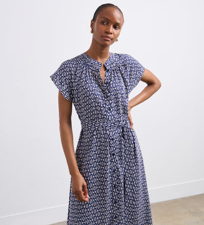 Ursula Navy Geo Midi Shirt Dress