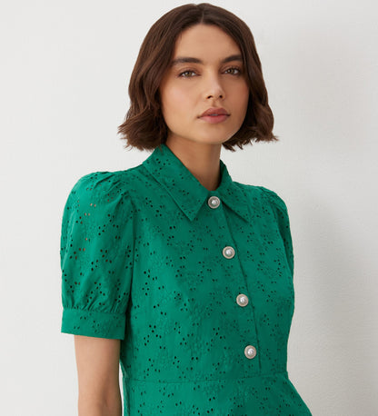 Nora Green Broderie Anglaise Shirt Dress