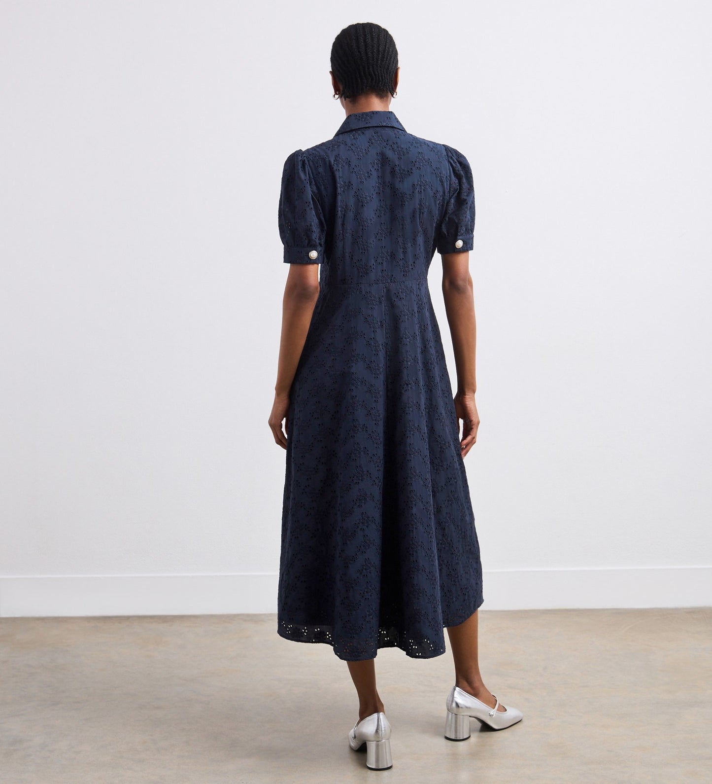 Nora Navy Broderie Anglaise Shirt Dress