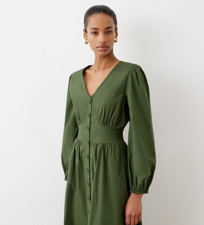 Eliah Green Cotton Midi Dress