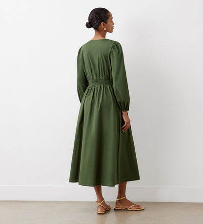 Eliah Green Cotton Midi Dress