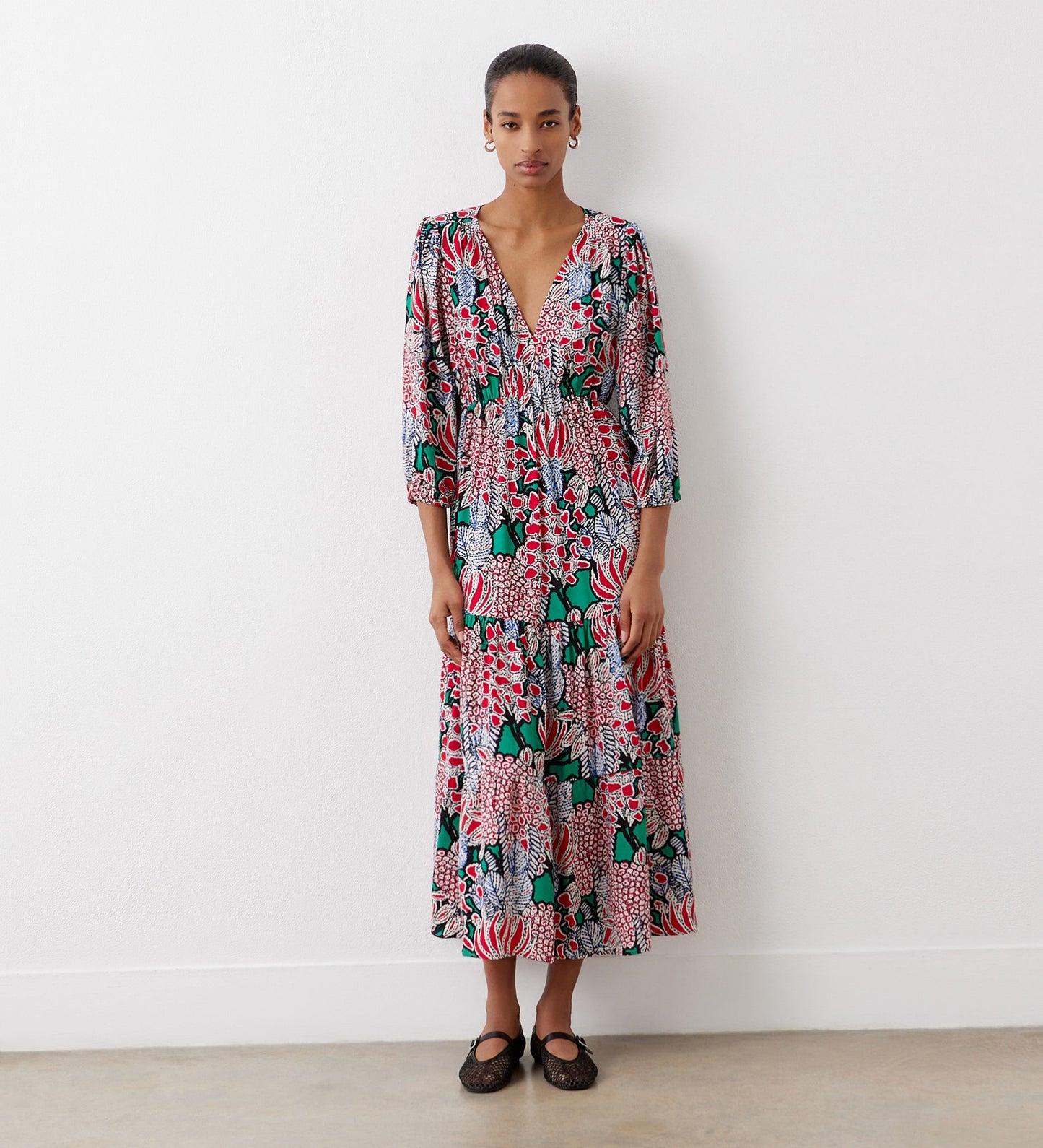 Lesley Pink Bloom Crepe Midi Dress