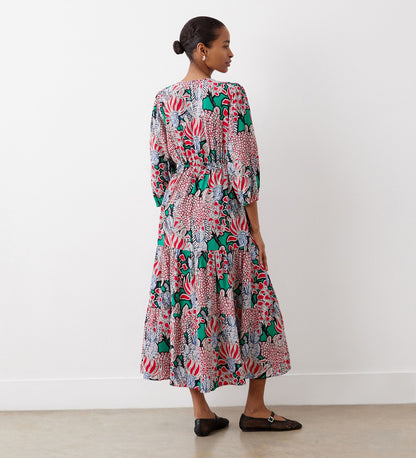 Lesley Pink Bloom Crepe Midi Dress