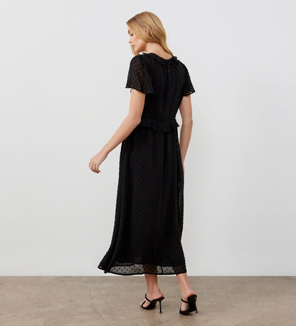 Dahlia Black Chiffon Midi Dress