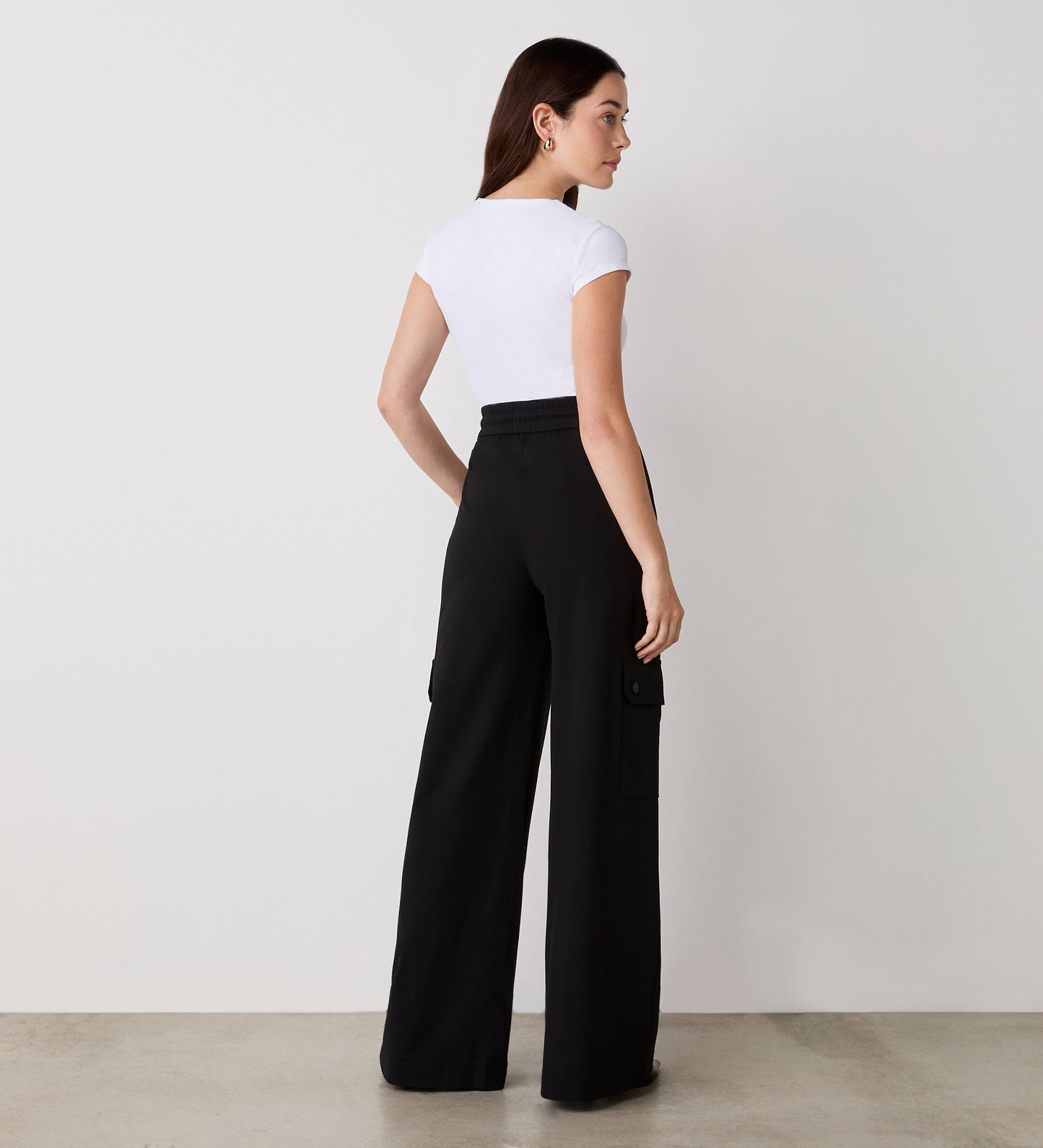 Deliah Black Ponte Jersey Wide Leg Trouser