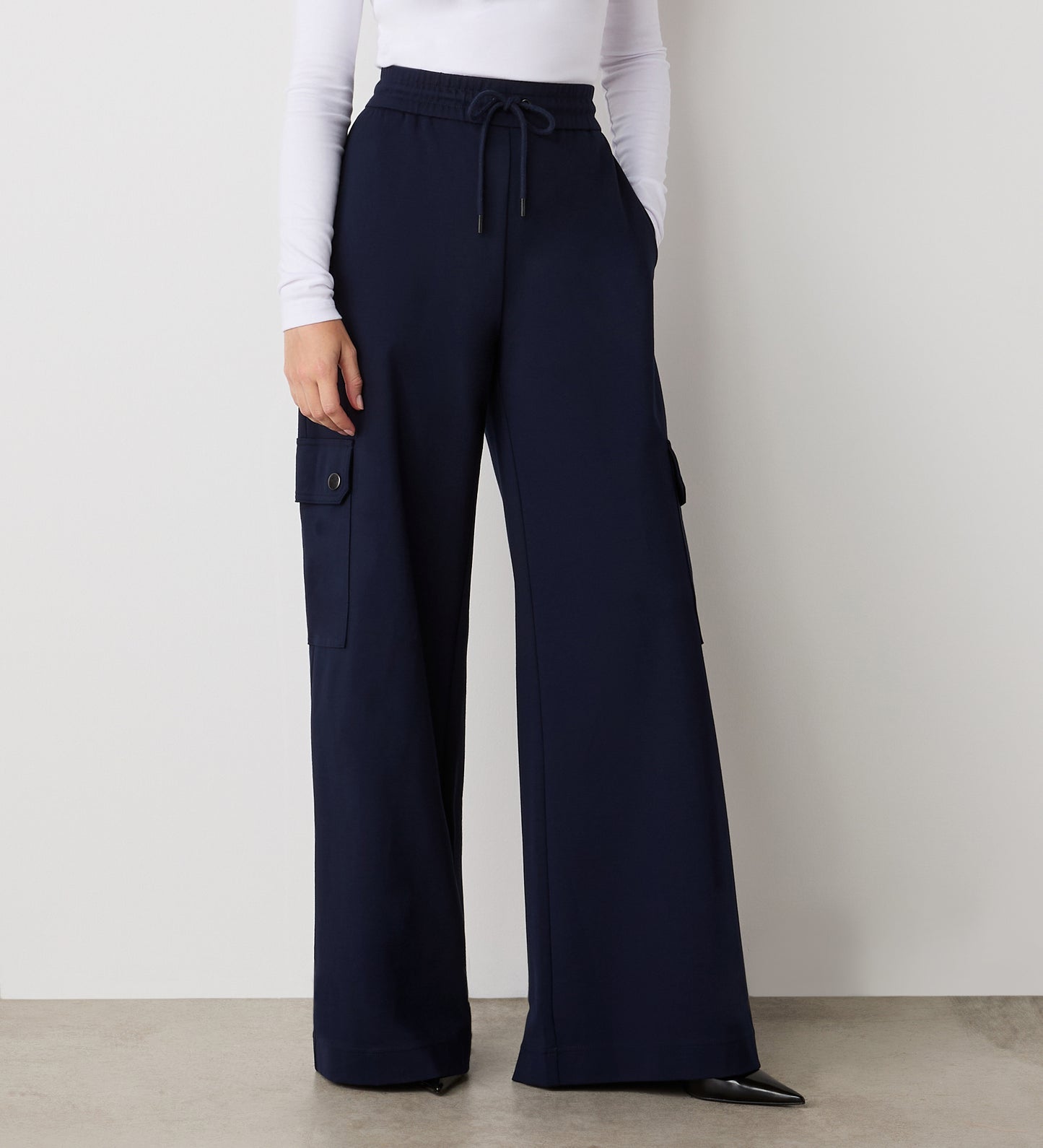 Deliah Navy Ponte Jersey Cargo Trouser