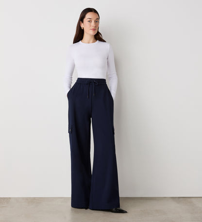 Deliah Navy Ponte Jersey Cargo Trouser