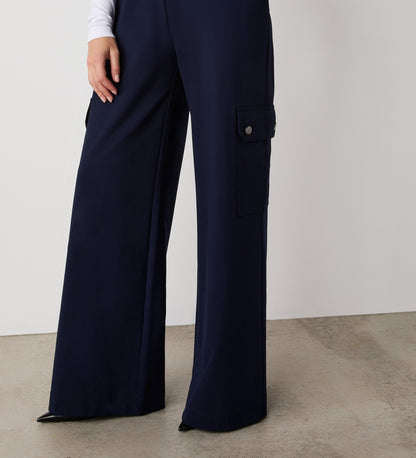 Deliah Navy Ponte Jersey Cargo Trouser