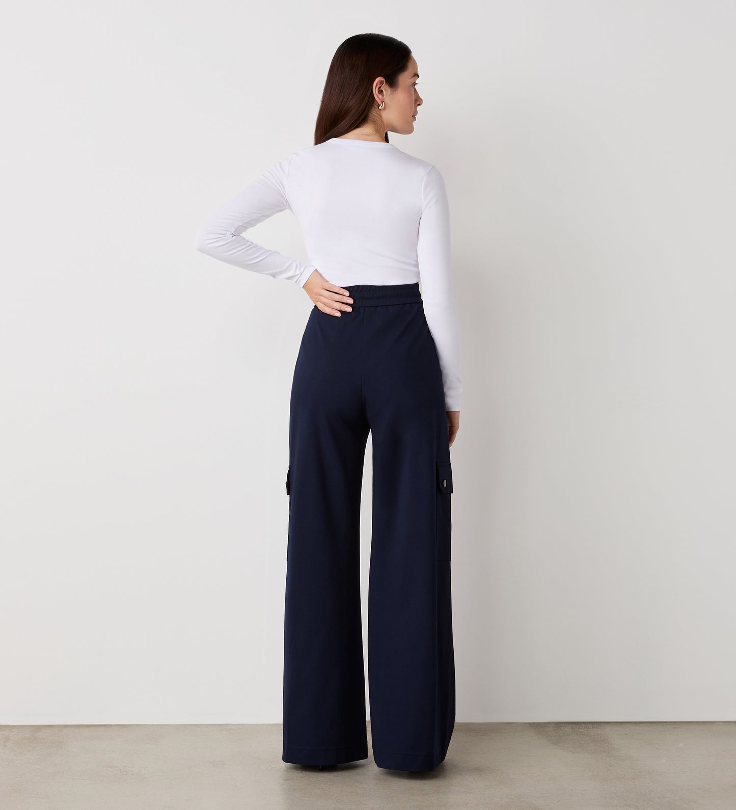 Deliah Navy Ponte Jersey Cargo Trouser