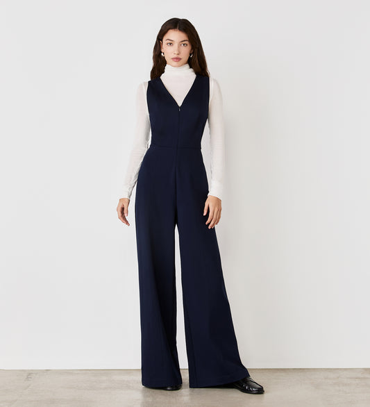 Effie Navy Ponte Jersey Jumpsuit