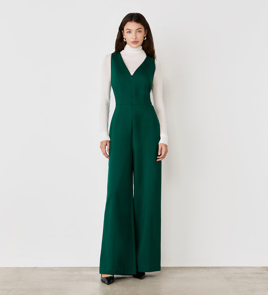 Effie Bottle Green Ponte Jersey Jumpsuit