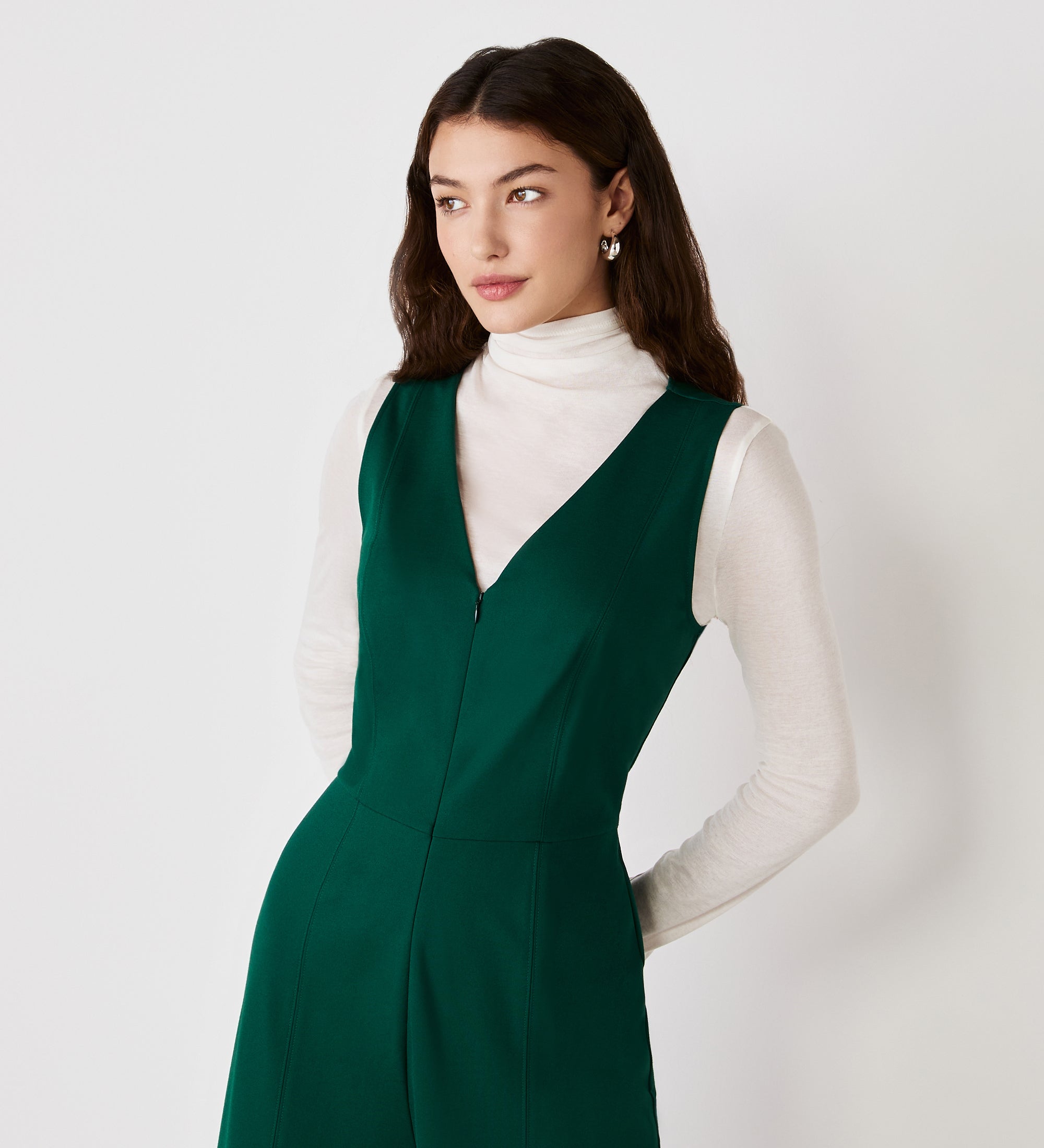 Effie Bottle Green Ponte Jersey Jumpsuit Finery London