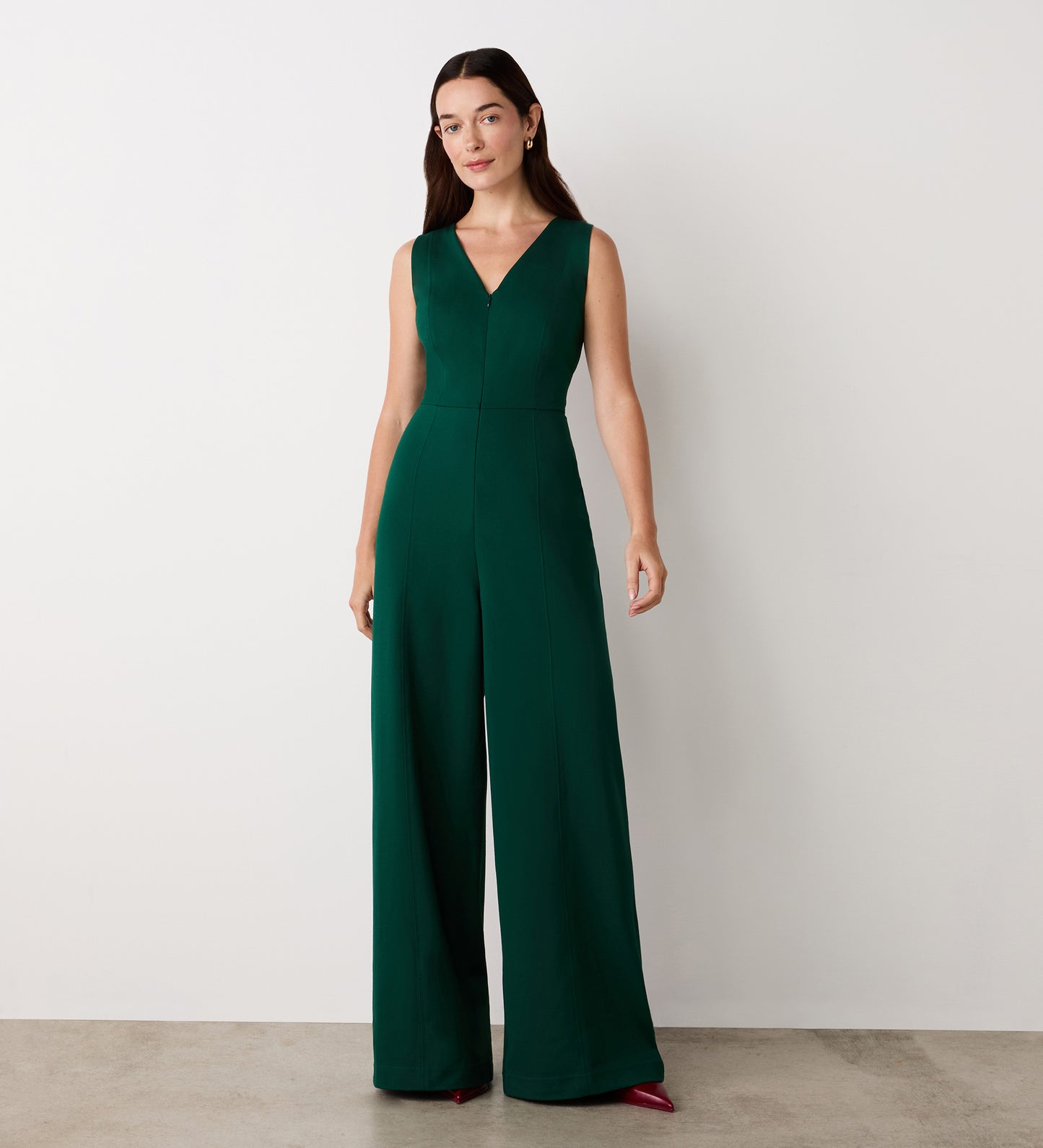 Effie Bottle Green Ponte Jersey Jumpsuit