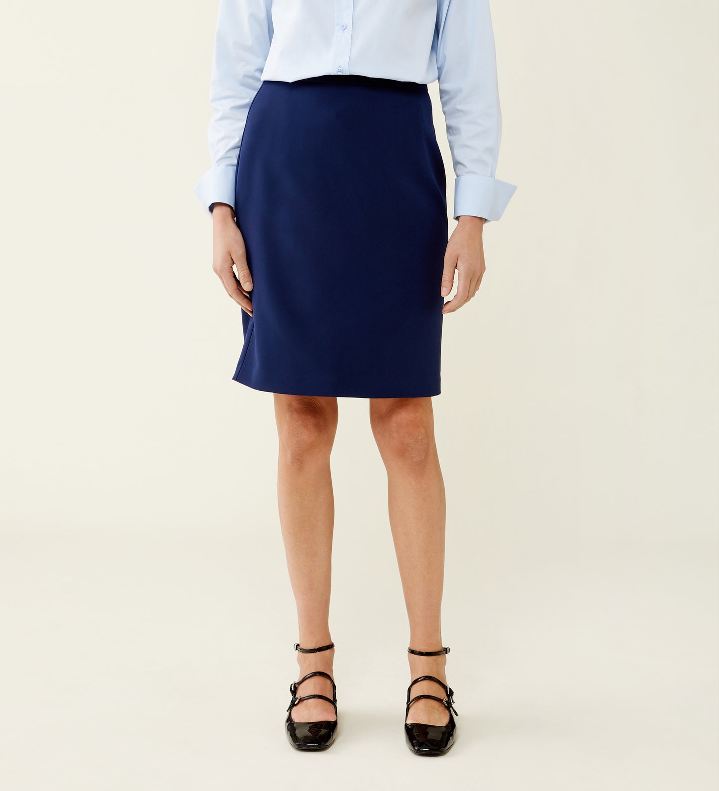 Emma Navy Tailored Knee Length Skirt