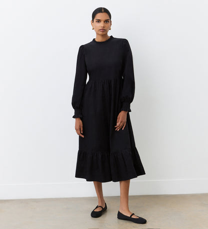 Esme Black Corduroy Midi Dress