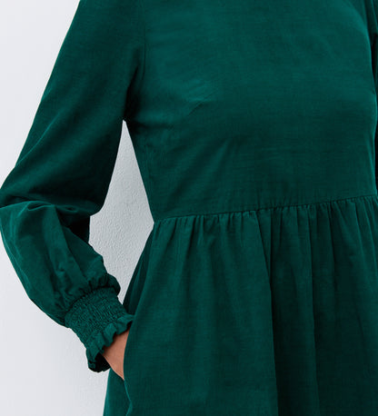 Esme Bottle Green Corduroy Midi Dress