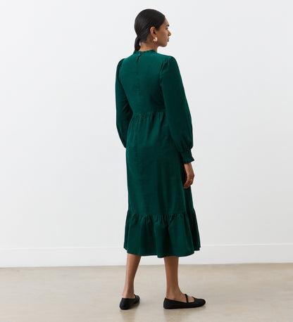 Esme Bottle Green Corduroy Midi Dress