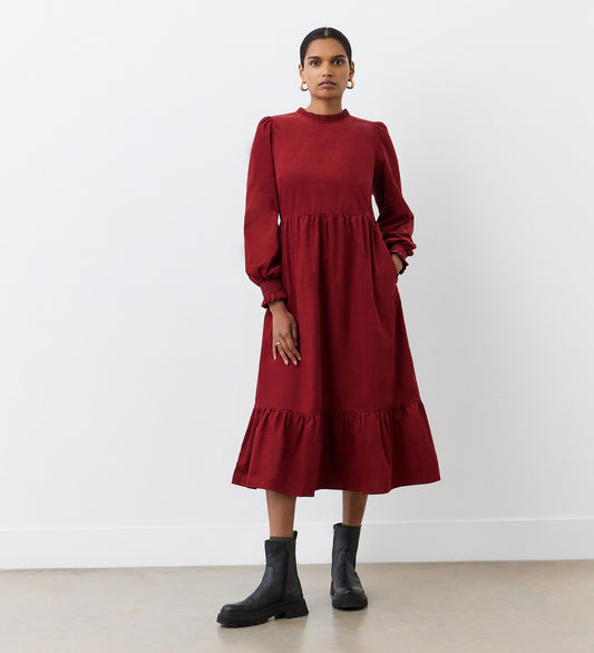 Esme Rust Corduroy Midi Dress