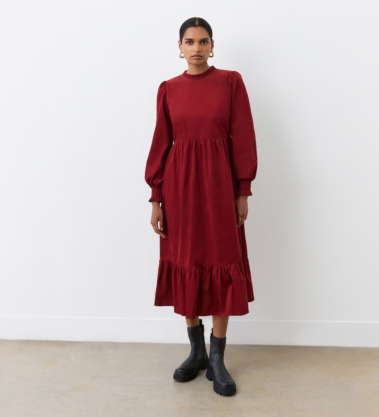 Esme Rust Corduroy Midi Dress