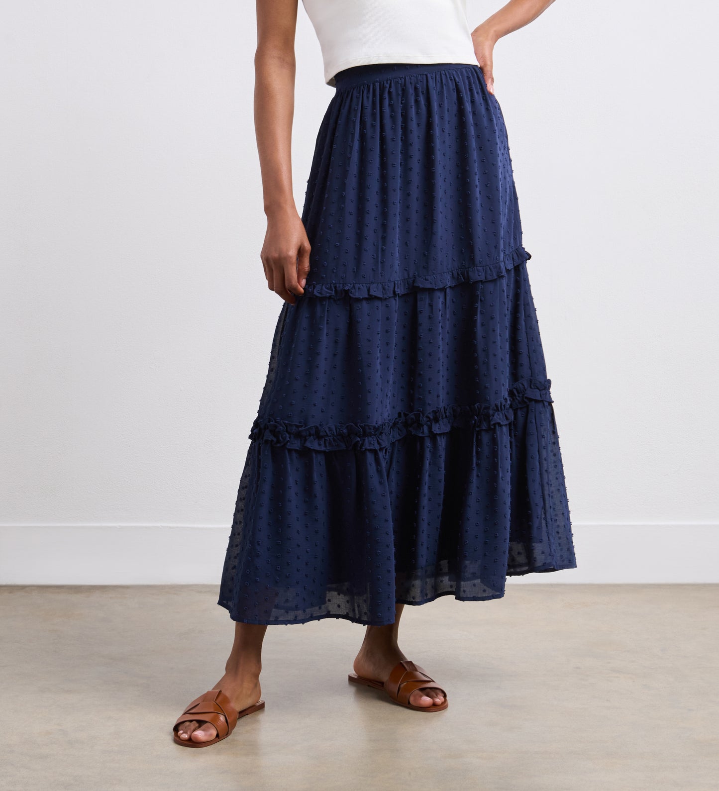 Everley Navy Midi Skirt