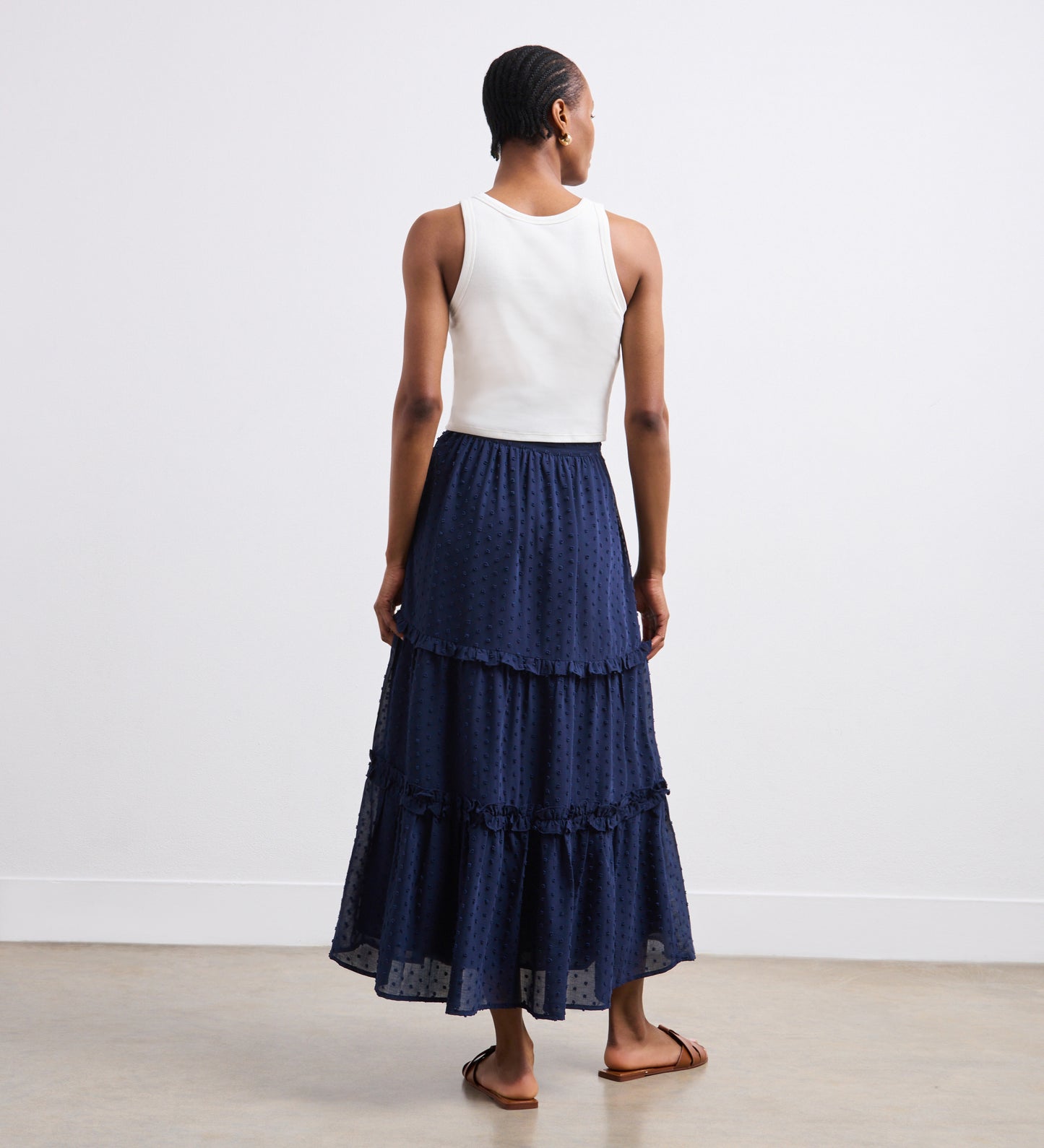 Everley Navy Midi Skirt