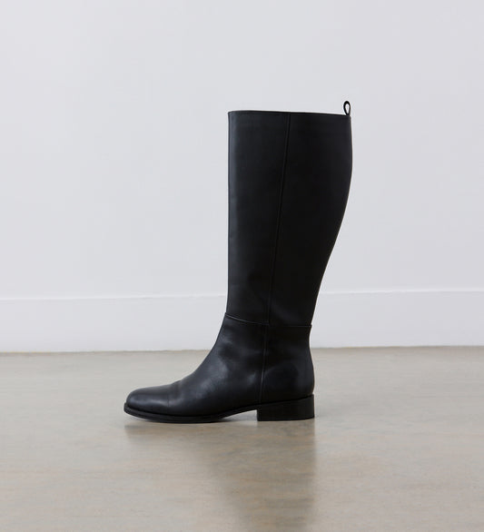 Frankie Black Knee High Leather Boots