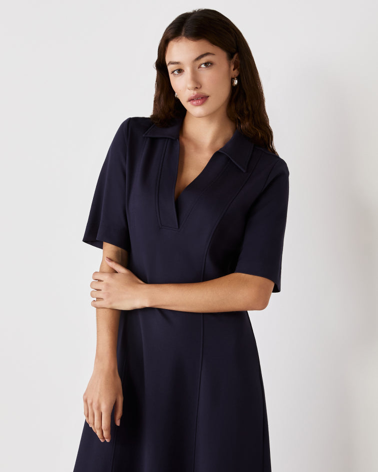 Trinity Navy Ponte Jersey Midi Dress